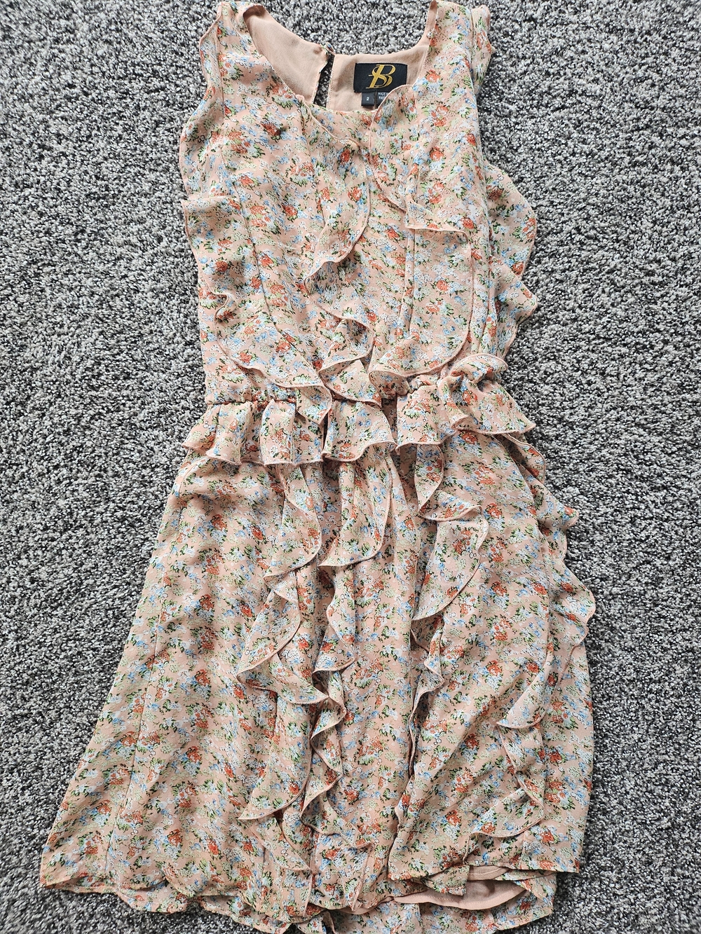 Floral Ruffle Midi Dress — Peach Floral